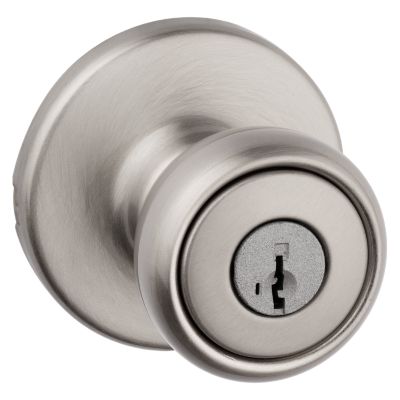Kwikset Tylo Polished Brass Keyed Entry Door Knob with Microban Antimicrobial Technology