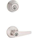 Kwikset Delta Satin Chrome Single-Cylinder Deadbolt & Lever Combo Pack with SmartKey Security (Universal Keyed Entry)