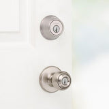 Kwikset Polo Security Set Combo Pack with Single-Cylinder Deadbolt and Entry Knob, Satin Nickel