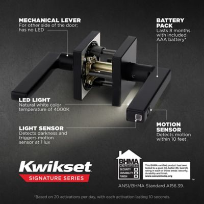 Kwikset Halifax Matte Black Passage Lever, Right or Left Handed
