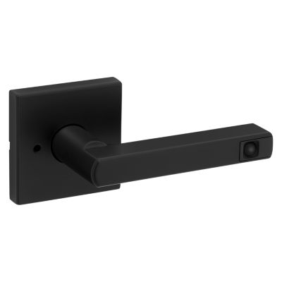 Kwikset Halifax Matte Black Bed & Bath Lever, Right or Left Handed, LED Square