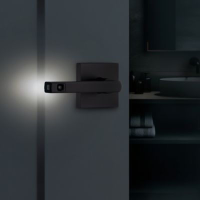 Kwikset Halifax Matte Black Bed & Bath Lever, Right or Left Handed, LED Square