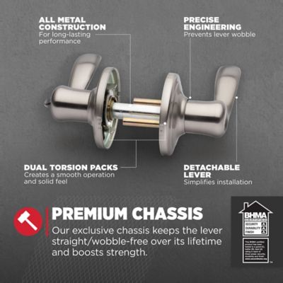 Tustin Satin Nickel Privacy Bed/Bath Door Lever Featuring Microban Antimicrobial Technology