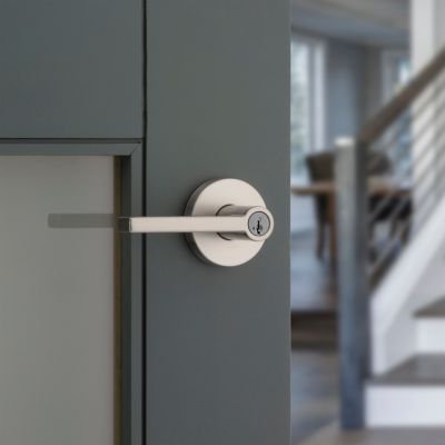 Kwikset SmartKey Halifax Satin Nickel Entry Lockset, ANSI/BHMA Grade 2, KW1, 1-3/4 in