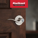 Kwikset Tustin Satin Nickel Keyed Entry Door Lever with SmartKey Security