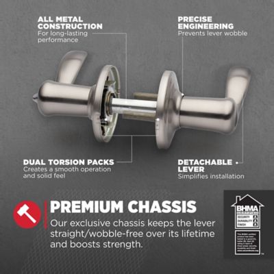 Kwikset SmartKey Tustin Satin Nickel Entry Lockset, ANSI/BHMA Grade 2, KW1, 1-3/4 in