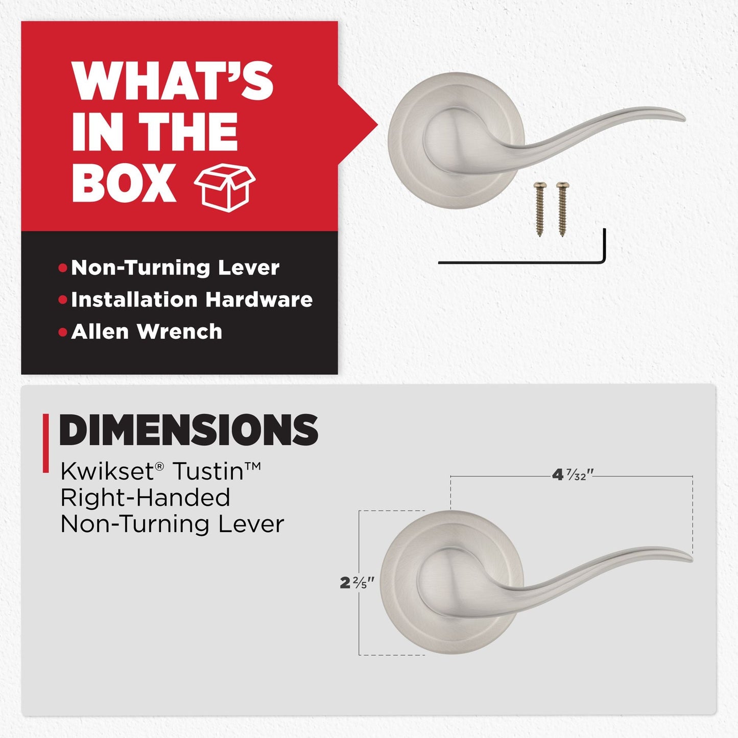 Kwikset Tustin Satin Nickel Right-Handed Non-Turning Dummy Lever