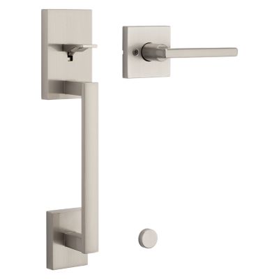 Kwikset San Clemente Matte Black Handleset with Halifax Square Lever, Microban Antimicrobial Technology