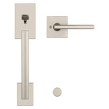 Kwikset San Clemente Satin Nickel Handleset with Halifax Square Lever, Microban Antimicrobial Technology