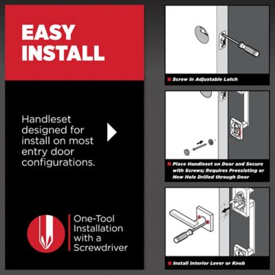 Kwikset San Clemente Matte Black Handleset with Halifax Square Lever, Microban Antimicrobial Technology