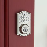 Kwikset Z-Wave SmartCode Satin Nickel Single Cylinder Electronic Deadbolt featuring Milan Hall/Closet Lever