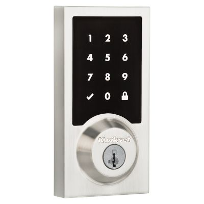Kwikset SmartCode 916 Z-Wave Touchscreen Contemporary Single-Cylinder Electronic Deadbolt, Satin Nickel, with SmartKey Security
