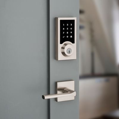 Kwikset SmartCode 916 Z-Wave Touchscreen Contemporary Single-Cylinder Electronic Deadbolt, Satin Nickel, with SmartKey Security