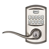 917 SmartCode Satin Nickel Electronic Single-Cylinder Tustin Door Lever Featuring SmartKey Security