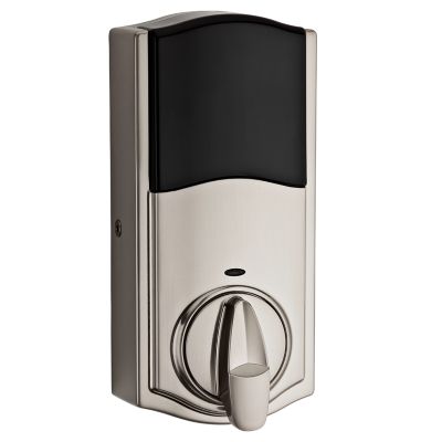 Premis Touchscreen Smart Lock Satin Nickel Single Cylinder Electronic Deadbolt featuring Tustin Hall/Closet Lever