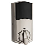 Premis Touchscreen Smart Lock Satin Nickel Single Cylinder Electronic Deadbolt featuring Tustin Hall/Closet Lever
