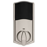 Premis Touchscreen Smart Lock Satin Nickel Single Cylinder Electronic Deadbolt featuring Tustin Hall/Closet Lever