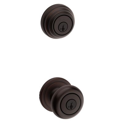 Kwikset SmartKey Juno Polished Brass Entry Knob and Single Cylinder Deadbolt, ANSI/BHMA Grade 2, KW1