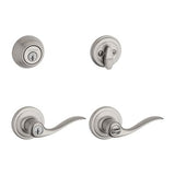 Kwikset Tustin Venetian Bronze SmartKey Single-Cylinder Deadbolt Universal Keyed Entry Door Handle Combo Pack (1 Handle and 1 Deadbolt)