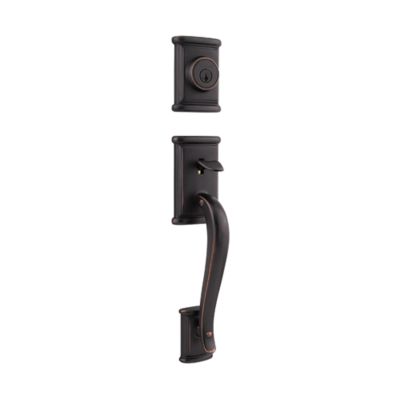 Kwikset Ashfield Handleset with Ashfield Lever and Single-Cylinder Deadbolt, SmartKey Security, Venetian Bronze