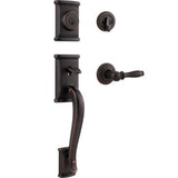 Kwikset Ashfield Handleset with Ashfield Lever and Single-Cylinder Deadbolt, SmartKey Security, Venetian Bronze
