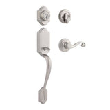 Kwikset Arlington Satin Nickel Handleset with Lido Lever & Single-Cylinder Deadbolt, SmartKey Security