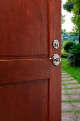 Kwikset Austin Venetian Bronze Single Cylinder Door Handleset with Austin Entry Door Lever Featuring SmartKey Security