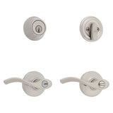 Kwikset Balboa Satin Nickel Single-Cylinder Deadbolt Universal Keyed Entry Door Handle Combo Pack (1 Handle and 1 Deadbolt)