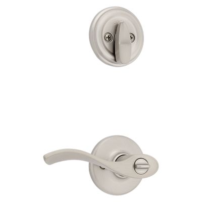 Kwikset Balboa Satin Nickel Single-Cylinder Deadbolt Universal Keyed Entry Door Handle Combo Pack (1 Handle and 1 Deadbolt)