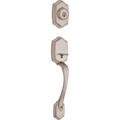 Kwikset Belleview Satin Nickel Single Cylinder Door Handleset with Polo Knob, SmartKey Security