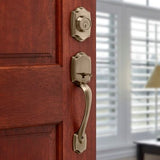 Kwikset Belleview Antique Brass Single Cylinder Door Handleset with Tylo Knob, SmartKey Security