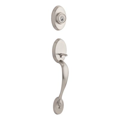 Kwikset Chelsea Satin Nickel Single Cylinder Door Handleset with Juno Knob Featuring SmartKey Security