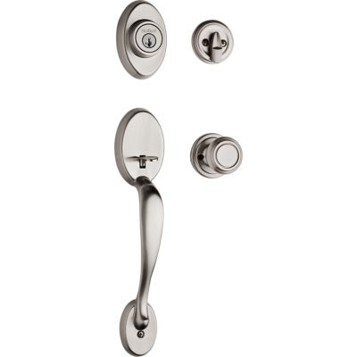Kwikset Chelsea Lifetime Polished Brass Single Cylinder Handleset with Cameron Knob, SmartKey Security