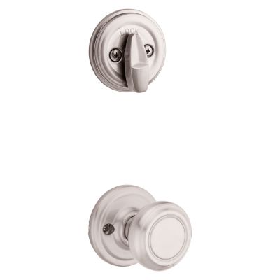 Kwikset Hawthorne Satin Nickel Single Cylinder Door Handleset with Cameron Knob, SmartKey Security