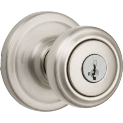 Kwikset SmartKey Cameron Polished Brass Entry Lockset, ANSI/BHMA Grade 2, KW1, 1-3/4 in
