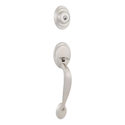 Kwikset Dakota Satin Nickel SmartKey Single-Cylinder Deadbolt Keyed Entry Door Handleset with Polo Knob