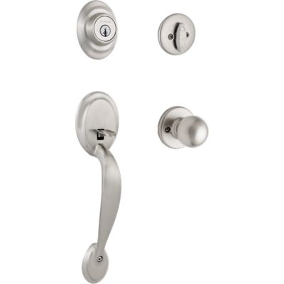 Dakota Satin Nickel Single Cylinder Door Handleset, Less Interior Pack, Featuring SmartKey Security