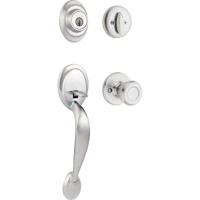 Kwikset Dakota Polished Brass SmartKey Single-Cylinder Deadbolt Keyed Entry Door Handleset