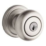 Kwikset Hancock Satin Nickel Entry Door Knob Featuring SmartKey Security