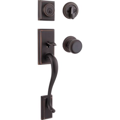 Kwikset SmartKey Hawthorne/Juno Venetian Bronze Entry Handleset, ANSI/BHMA Grade 1, KW1, Fits 1-3/4 in Doors