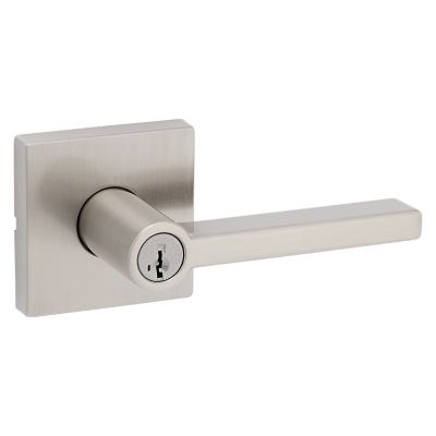 Kwikset Halifax Square Matte Black Keyed Entry Door Lever, SmartKey Security
