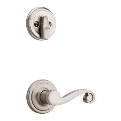Kwikset Arlington Satin Nickel Handleset with Lido Lever & Single-Cylinder Deadbolt, SmartKey Security
