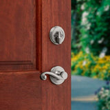 Kwikset Arlington Satin Nickel Handleset with Lido Lever & Single-Cylinder Deadbolt, SmartKey Security