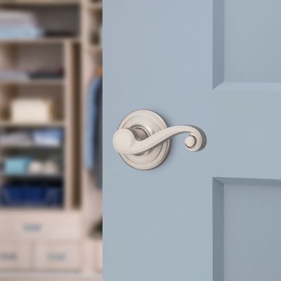Lido Satin Nickel Right-Handed Dummy Door Lever with Microban Antimicrobial Technology