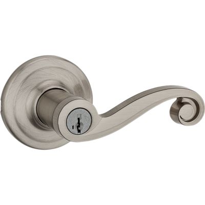 Kwikset SmartKey Lido Satin Nickel Entry Lockset, ANSI/BHMA Grade 2, KW1, 1-3/4 in.