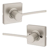 Kwikset Ladera Hall & Closet Door Lever with Square Trim, Satin Nickel, Microban Antimicrobial