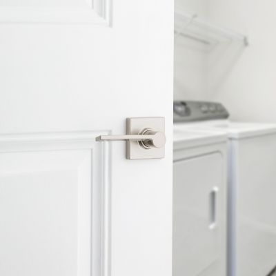 Kwikset Ladera Hall & Closet Door Lever with Square Trim, Satin Nickel, Microban Antimicrobial