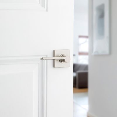 Kwikset Ladera Hall & Closet Door Lever with Square Trim, Satin Nickel, Microban Antimicrobial
