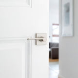 Kwikset Ladera Hall & Closet Door Lever with Square Trim, Satin Nickel, Microban Antimicrobial