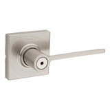 Kwikset Ladera Satin Nickel Bed & Bath Door Lever with Square Trim, Microban Antimicrobial Technology